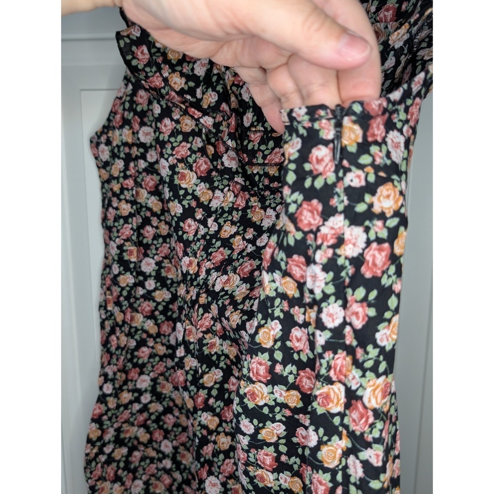 Dressbarn Black Pink Roses Ruffle Pleated Sleeveless Cotton Blouse Women's XL* - Picture 8 of 8